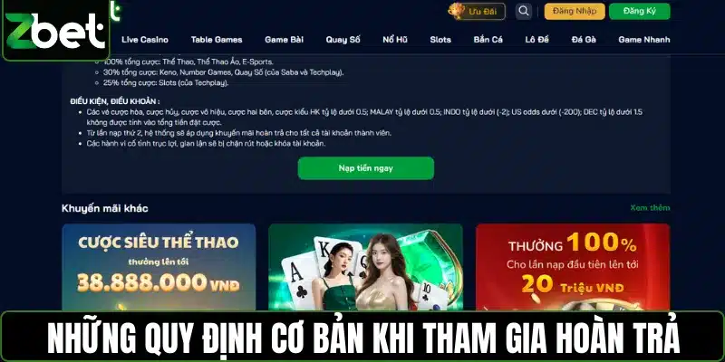 Những quy định cơ bản khi tham gia hoàn trả